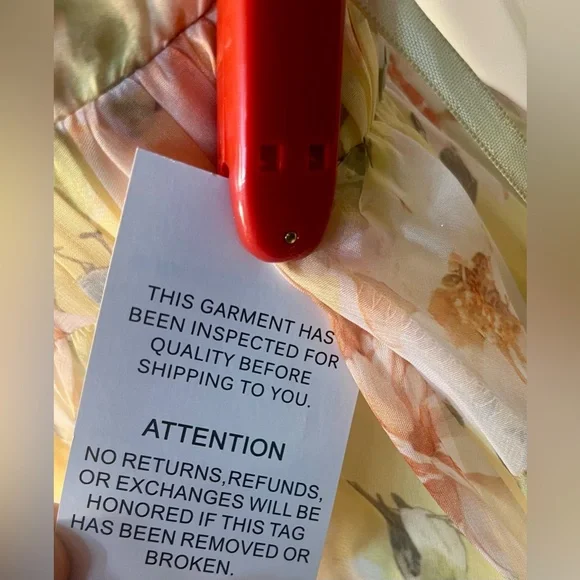 NWT leena for Mac Duggal Yellow Floral Empire Waist Ruffled Mini Size 0 - Picture 14 of 15